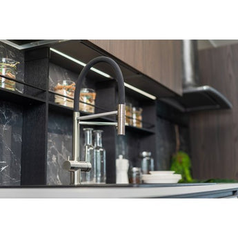 3 Wege Armatur Edelstahl (grau) mit Wasserfilter CARBONIT FINO Clario - bluAqua.com
