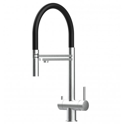 3 Wege Armatur Edelstahl (schwarz) mit Wasserfilter CARBONIT Vario Küche - bluAqua.com