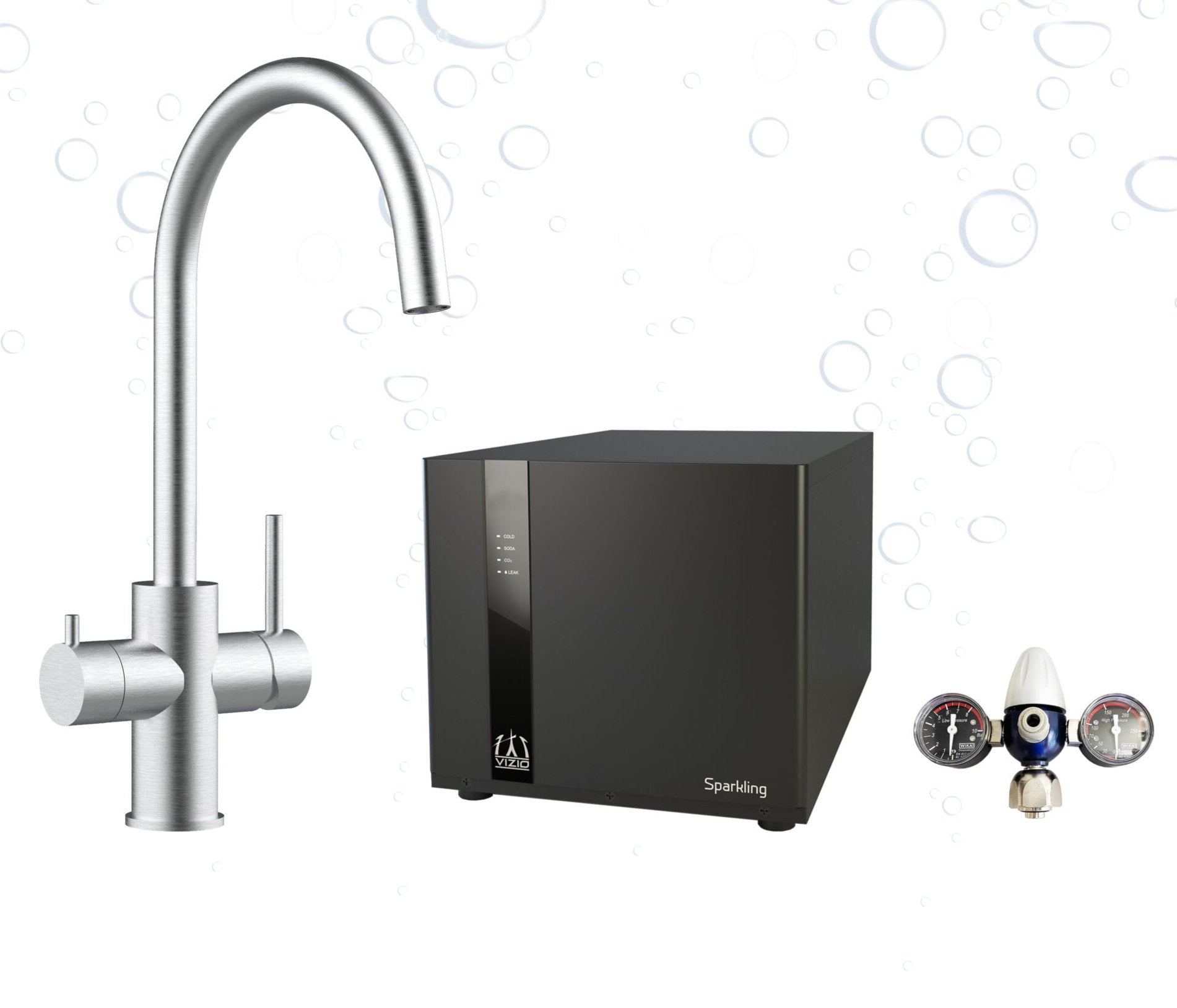 Komplette Anlage, 5 Wege Armatur, Sprudelanlage, CO2 Druckminderer und Filterset - bluAqua.com